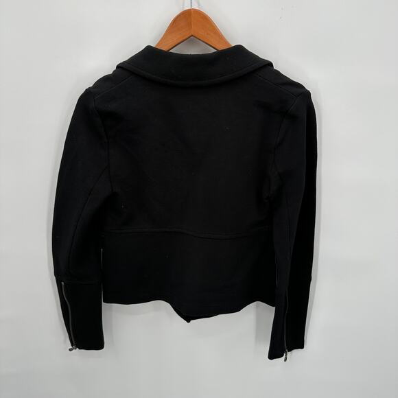 ANTHROPOLOGIE Sylvia Black Ponte Knit Zip Sleeve Moto Blazer Jacket // XS - Picture 11 of 11